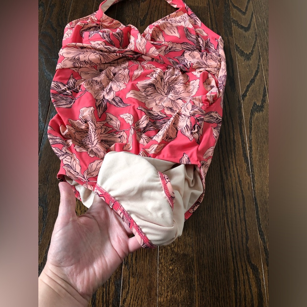 Isabel Maternity Women’s L Pink Floral Halter One-Piece Swim Bathing Suit - EUC! - Picture 4 of 12
